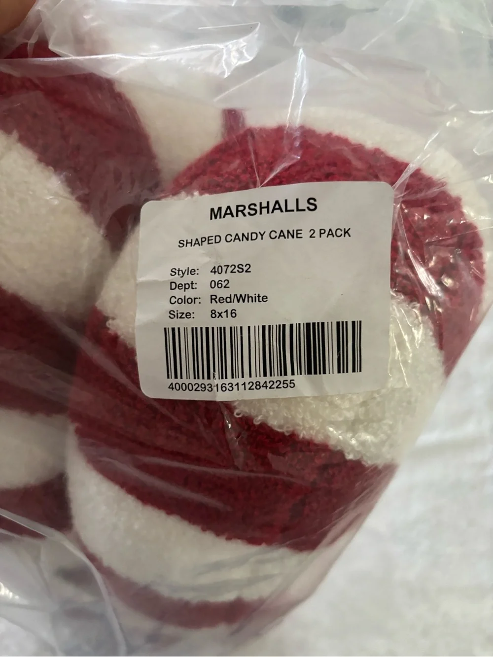 Marshalls Red and White Candy Cane Plush Pillow Pair